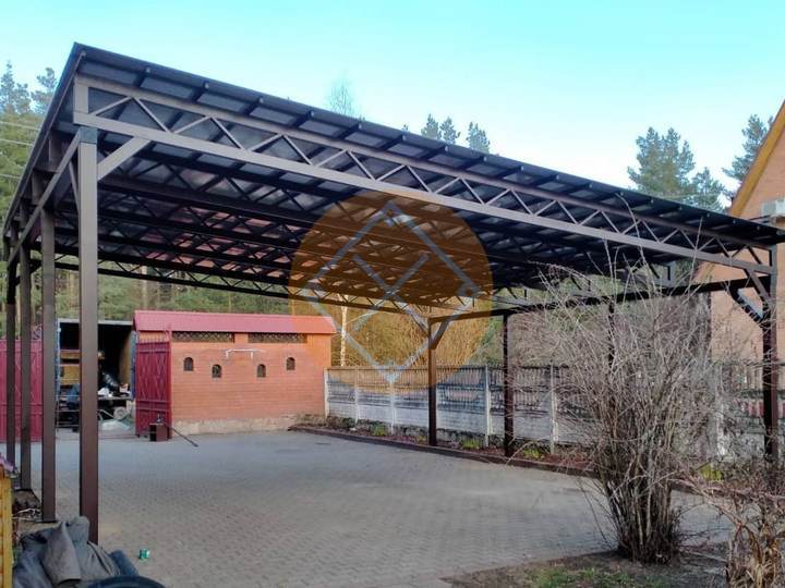 металлический односкатный навес из поликарбоната